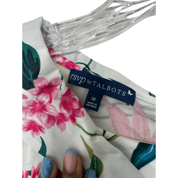 RSVP by Talbots Plus Blouse Spring Summer Floral Lemon Print Buttons Size 18 - Picture 2 of 10